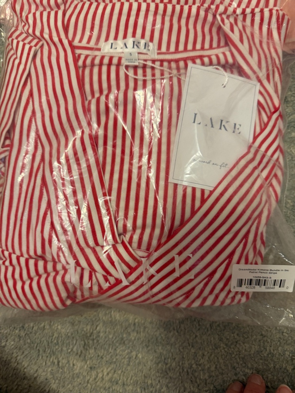 LAKE Women's SOLD OUT Red & White Striped Pajama 3 piece Set